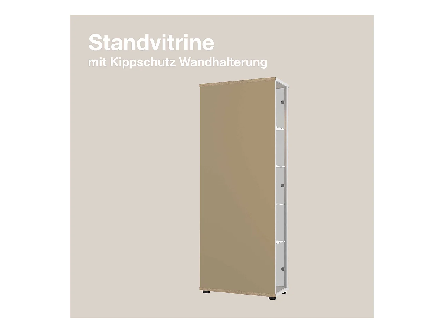 Staande vitrine met 2 deuren, 4 in hoogte verstelbare glasplanken - Met LED-verlichting - 176x67x33 cm - Wit