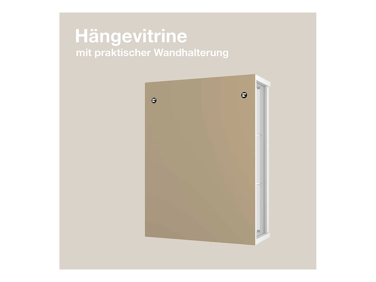 Hängevitrine mit 2 Türen, 2 Höhenverstellbaren Glasböden & Spiegel - Mit LED-Beleuchtung- 80x60x25 cm - Weiß