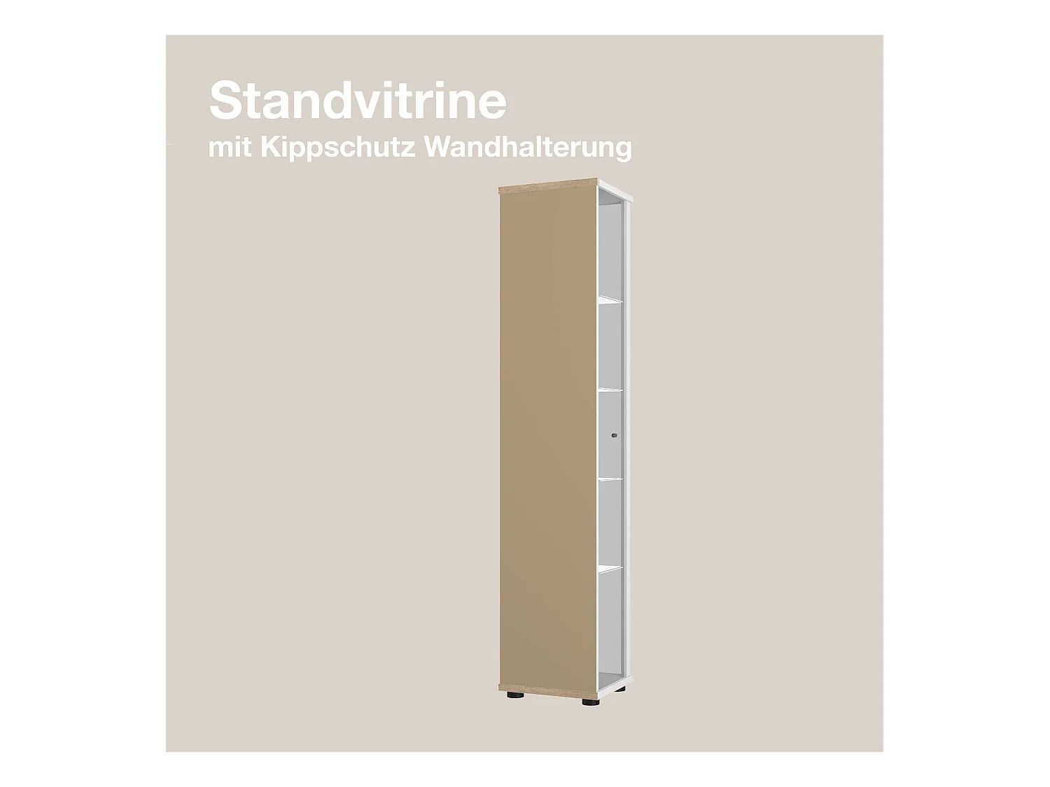 Staande vitrine met 1 deur, 4 in hoogte verstelbare glasplanken & spiegel - Met LED-verlichting - 176x37x33 cm - Wit