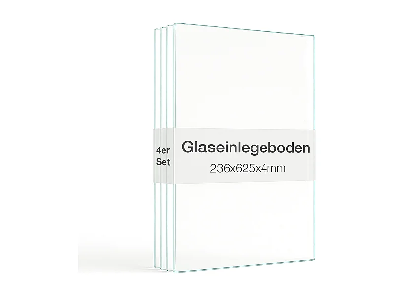 Lot de 4 étagères en verre - Transparentes - Pour vitrines sur pied avec 2 portes