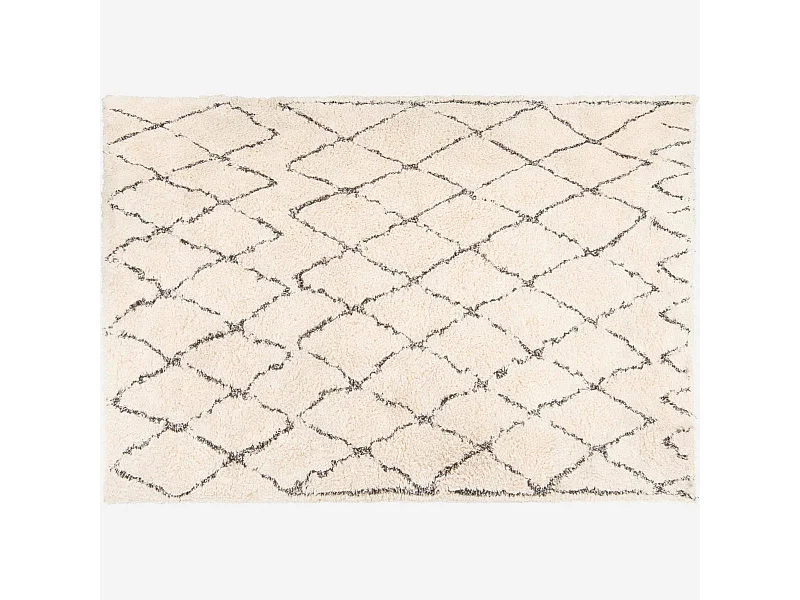 Habitat - Tapis en coton tufté main - 170 x 240 cm - Motif noir et blanc - Jiddeth