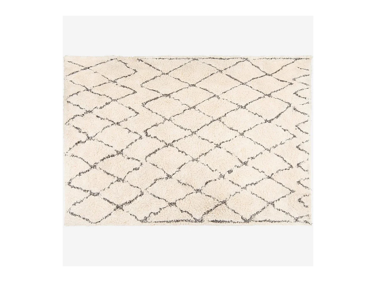Habitat - Tapis en coton tufté main - 170 x 240 cm - Motif noir et blanc - Jiddeth