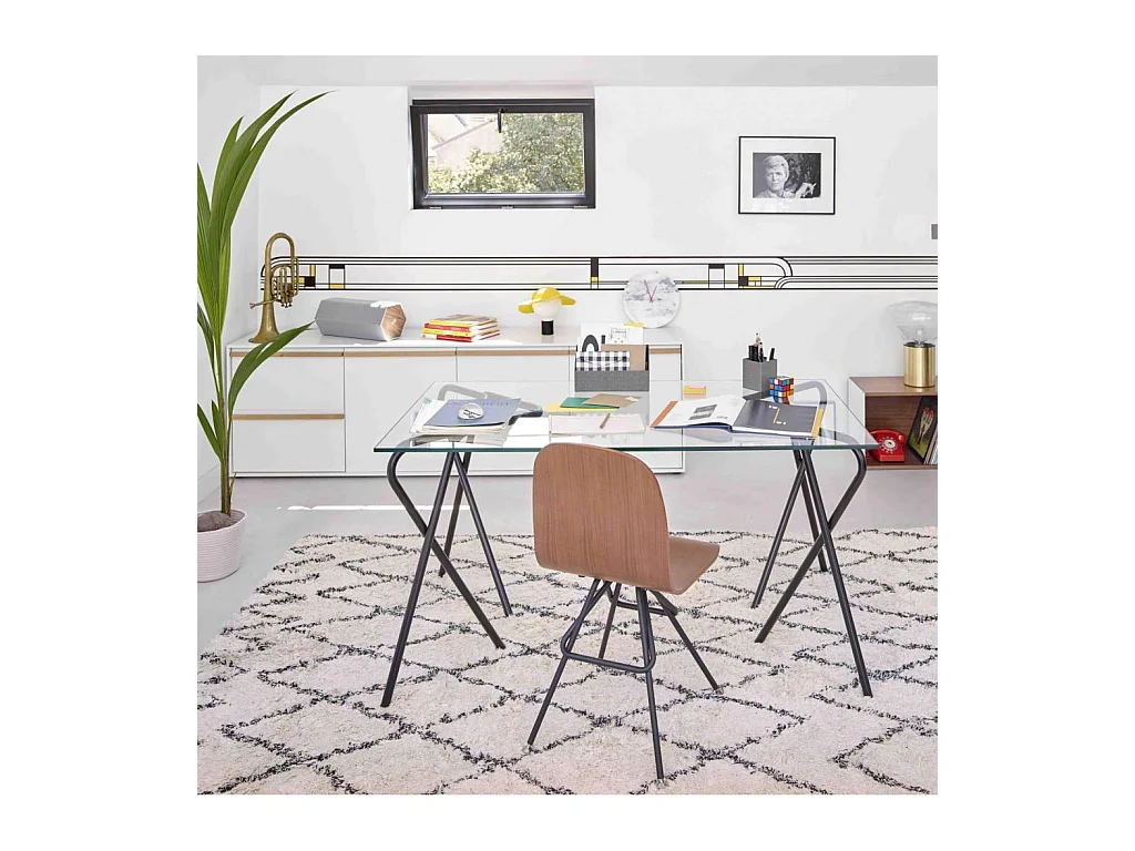 Habitat - Tapis en coton tufté main - 170 x 240 cm - Motif noir et blanc - Jiddeth