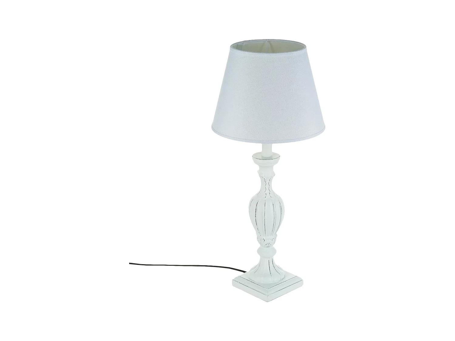 WELL HOME - Lampe droite "RENZO" en MDF blanc et lin