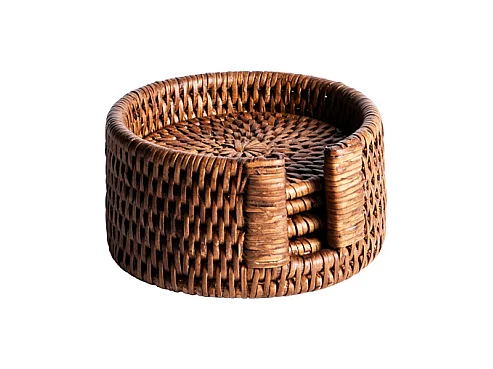 Set de 6 dessous de verre Saya en rotin 10 cm