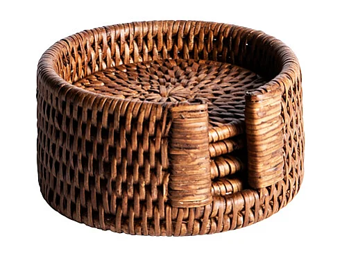 Set de 6 dessous de verre Saya en rotin 10 cm