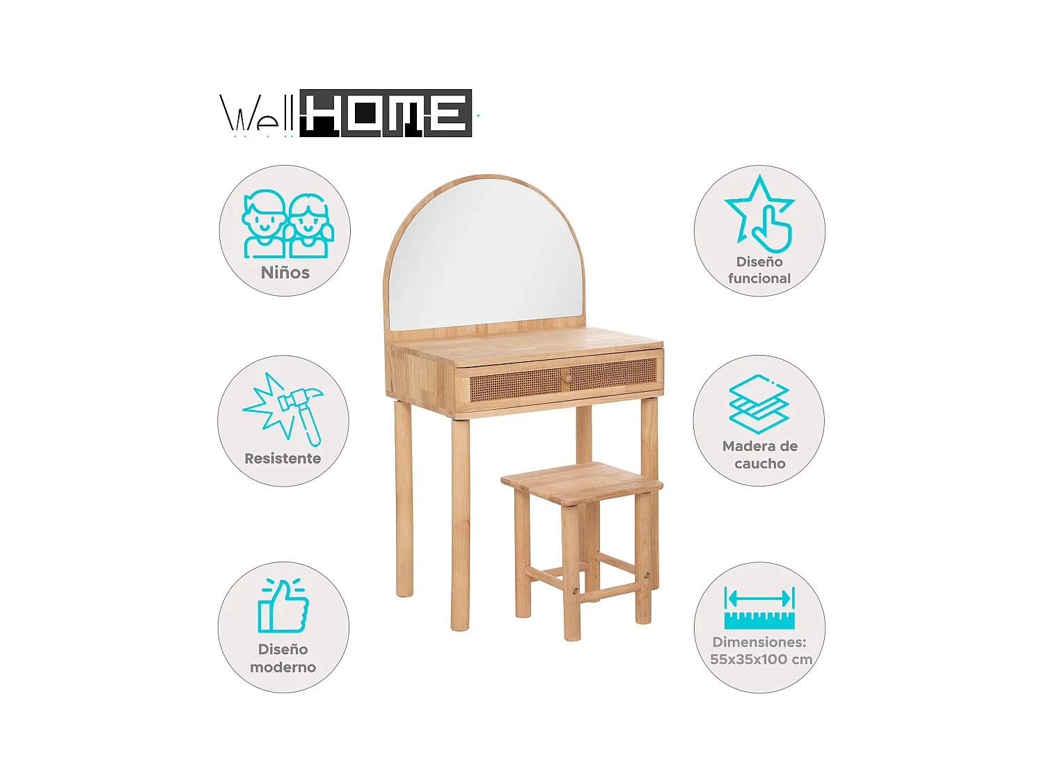 WELL HOME - Coiffeuse country + tabouret