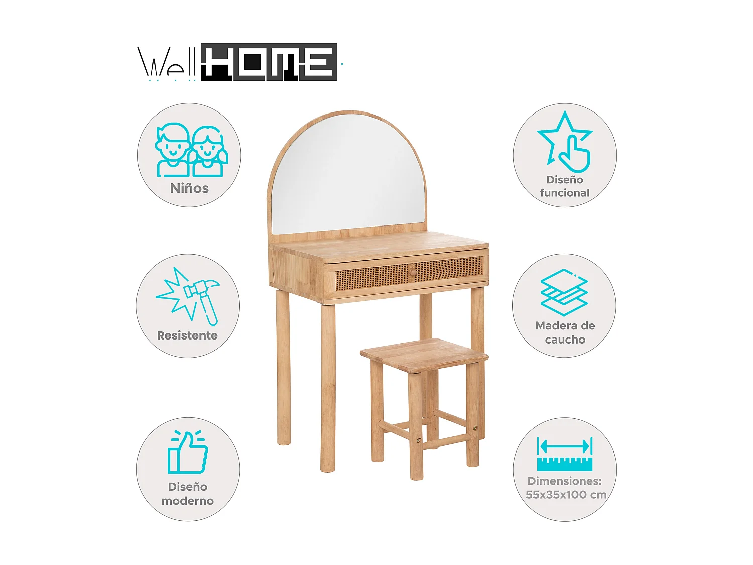 WELL HOME - Coiffeuse country + tabouret