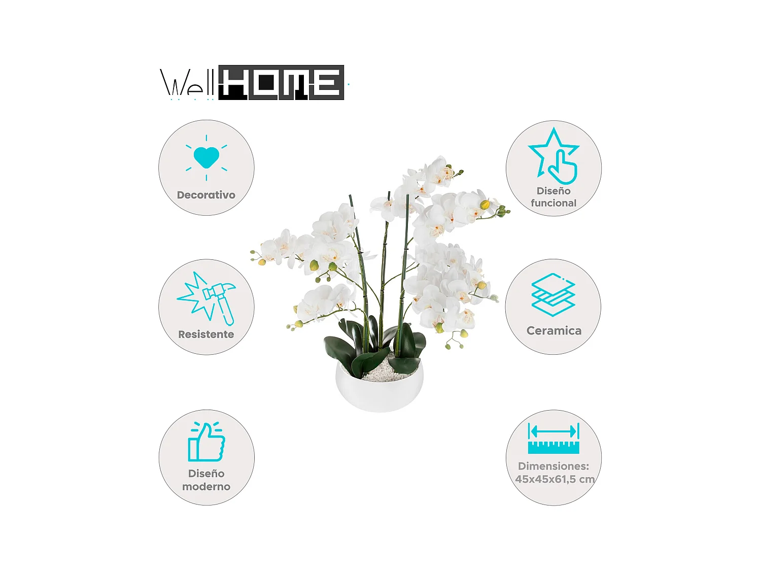 WELL HOME - Pot à orchidées en céramique blanche H65