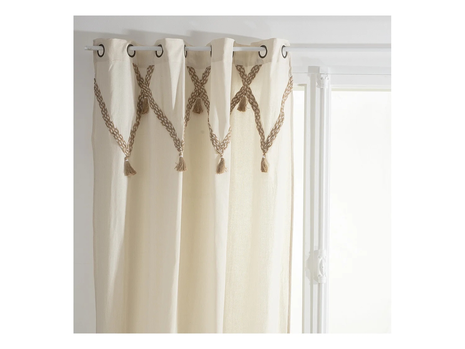 WELL HOME - Rideau en coton "Carmen" 140x260 jute