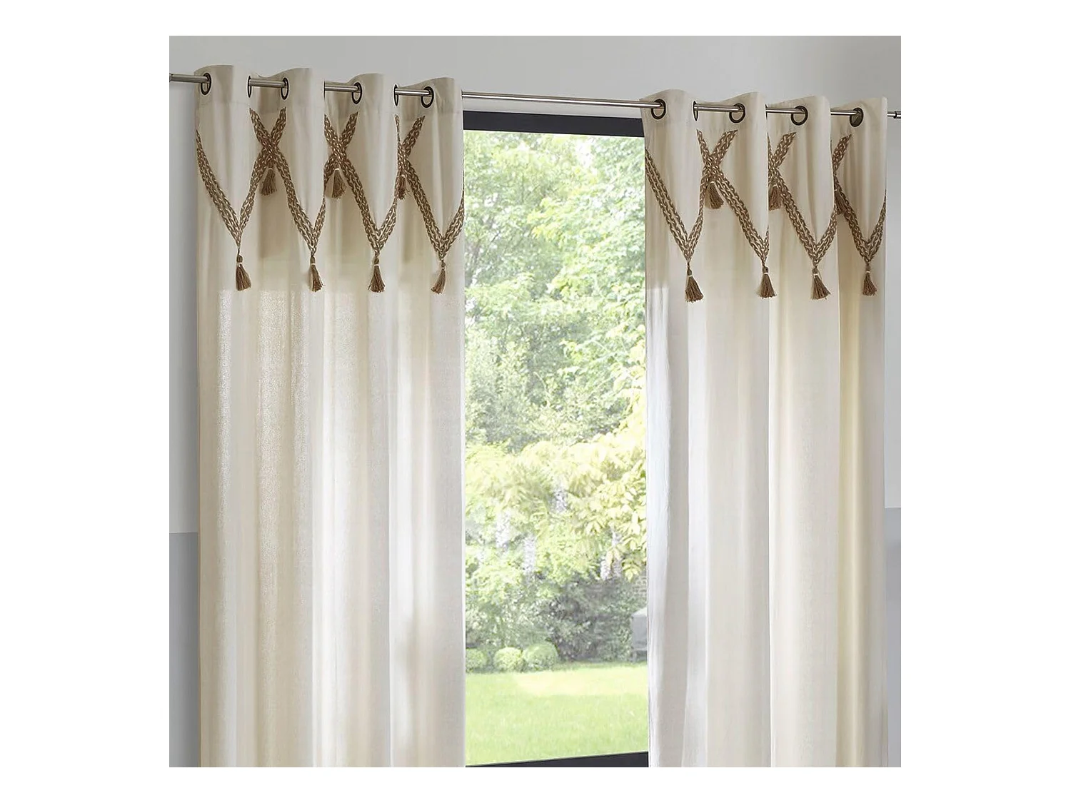 WELL HOME - Rideau en coton "Carmen" 140x260 jute