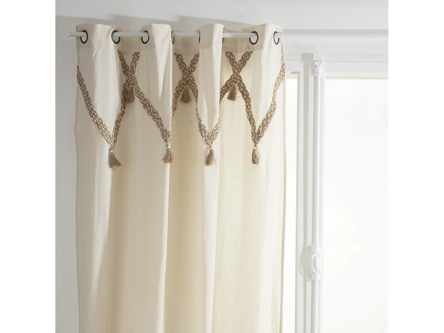 WELL HOME - Rideau en coton "Carmen" 140x260 jute