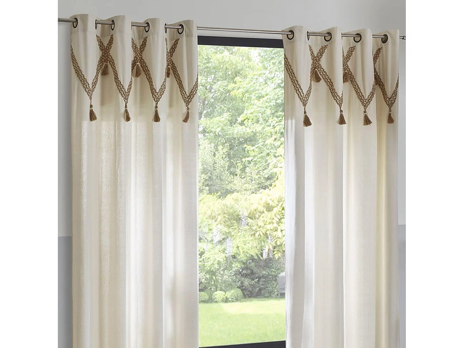 WELL HOME - Rideau en coton "Carmen" 140x260 jute