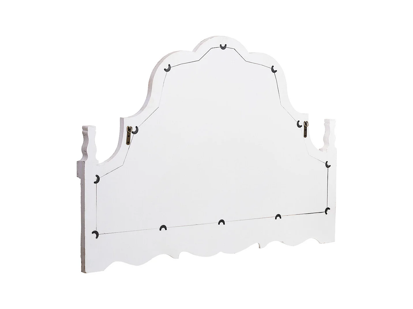 Espelho de parede em madeira envelhecida e metal branco 128,5x6,5x89h