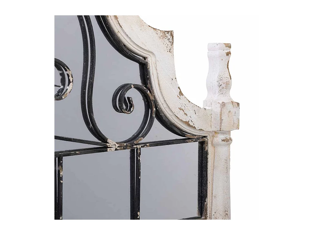 Espelho de parede em madeira envelhecida e metal branco 128,5x6,5x89h