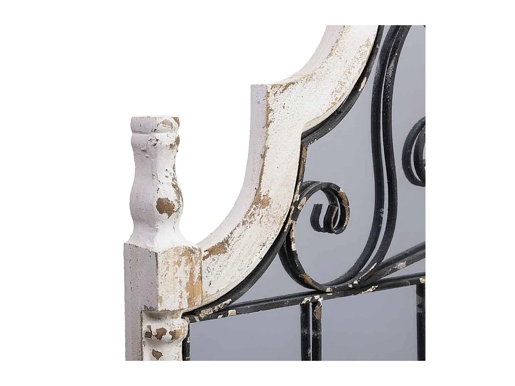 Espelho de parede em madeira envelhecida e metal branco 128,5x6,5x89h