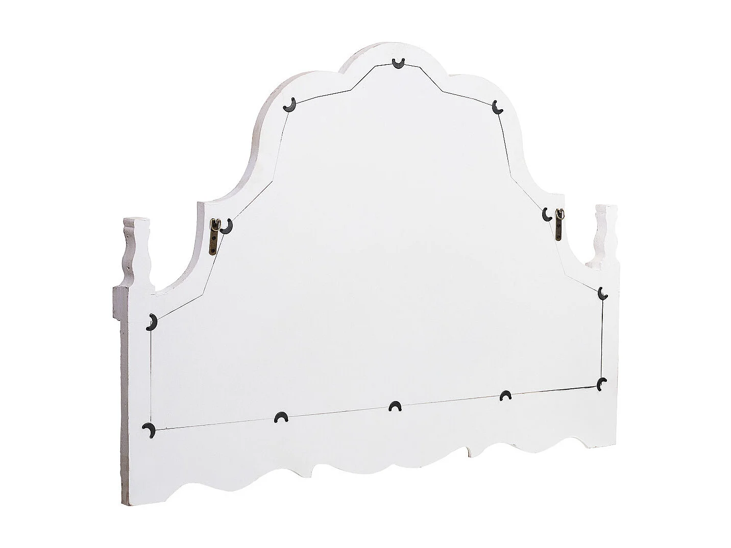 Miroir mural en bois vieilli blanc et métal 128,5x6,5x89h cm