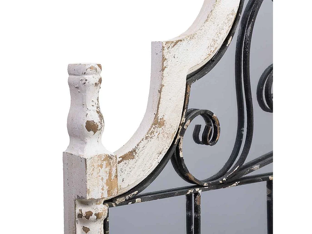 Weißer Wandspiegel aus gealtertem Holz und Metall 128,5x6,5x89 cm