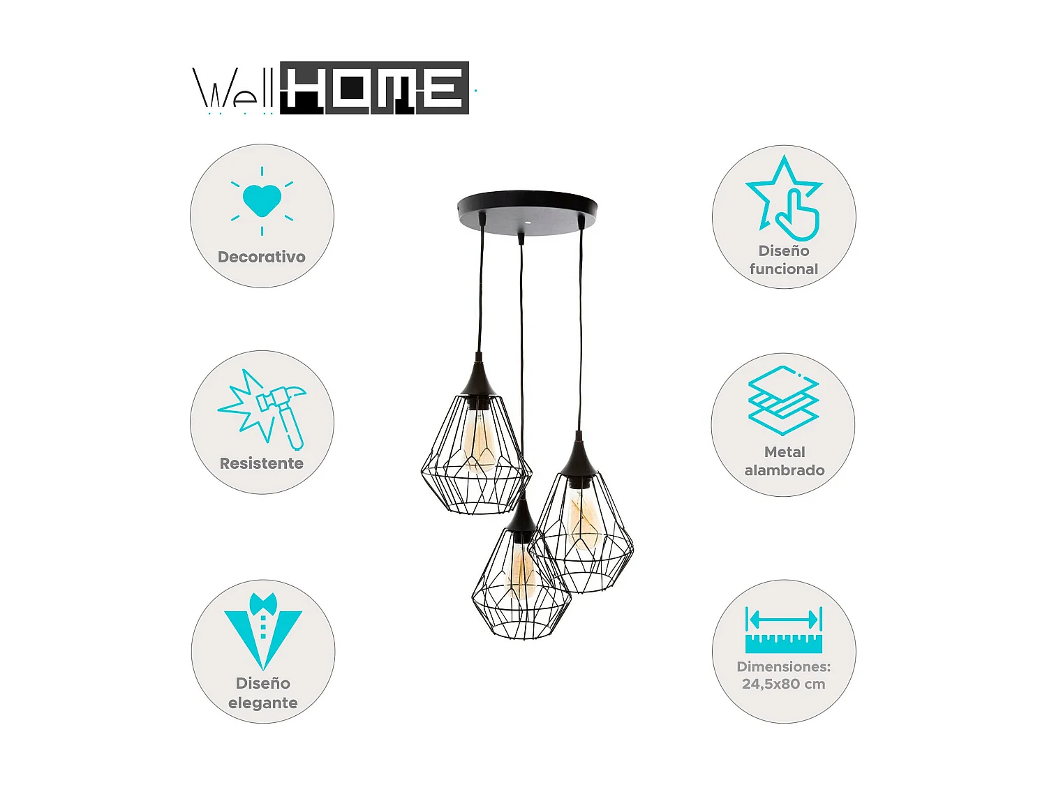 WELL HOME - Lampe à suspension en fil x 3