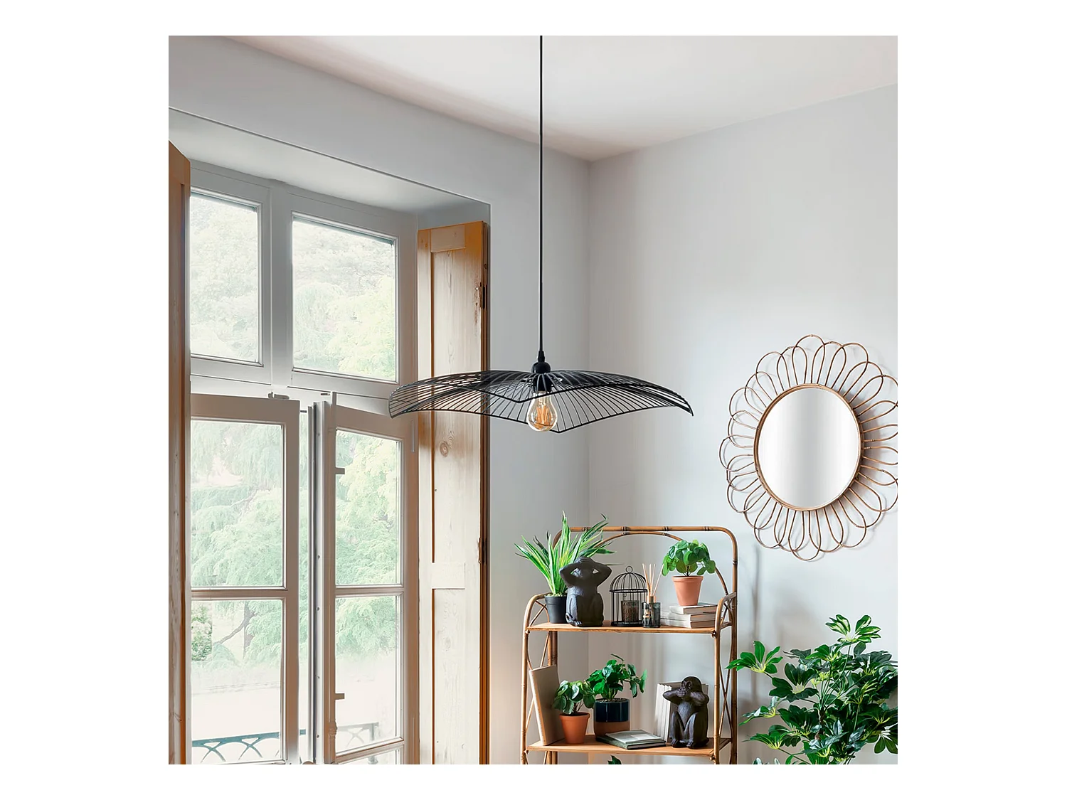 WELL HOME - Lampe chapeau suspendue en fil noir