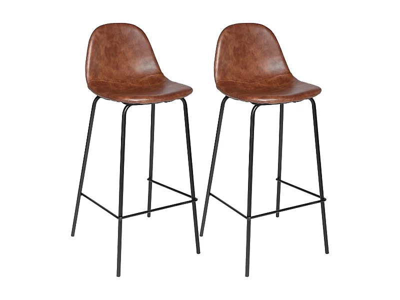 WELL HOME - Lot de 2 tabourets de bar marron "Vladi"