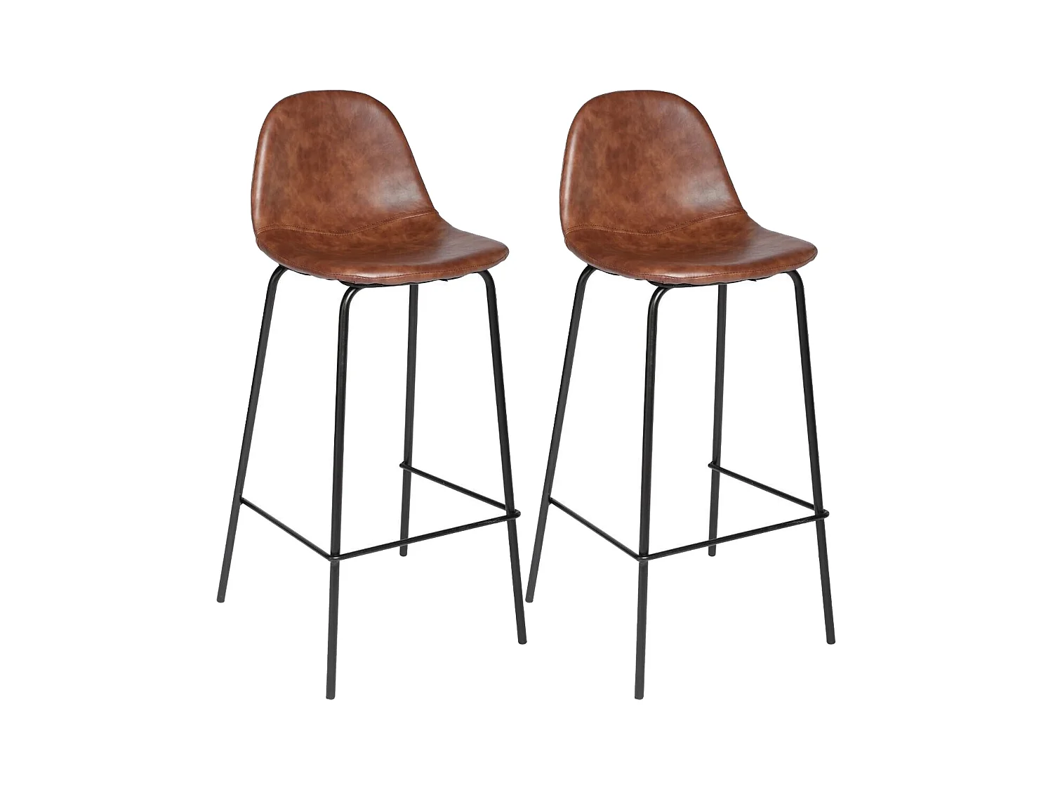WELL HOME - Lot de 2 tabourets de bar marron "Vladi"