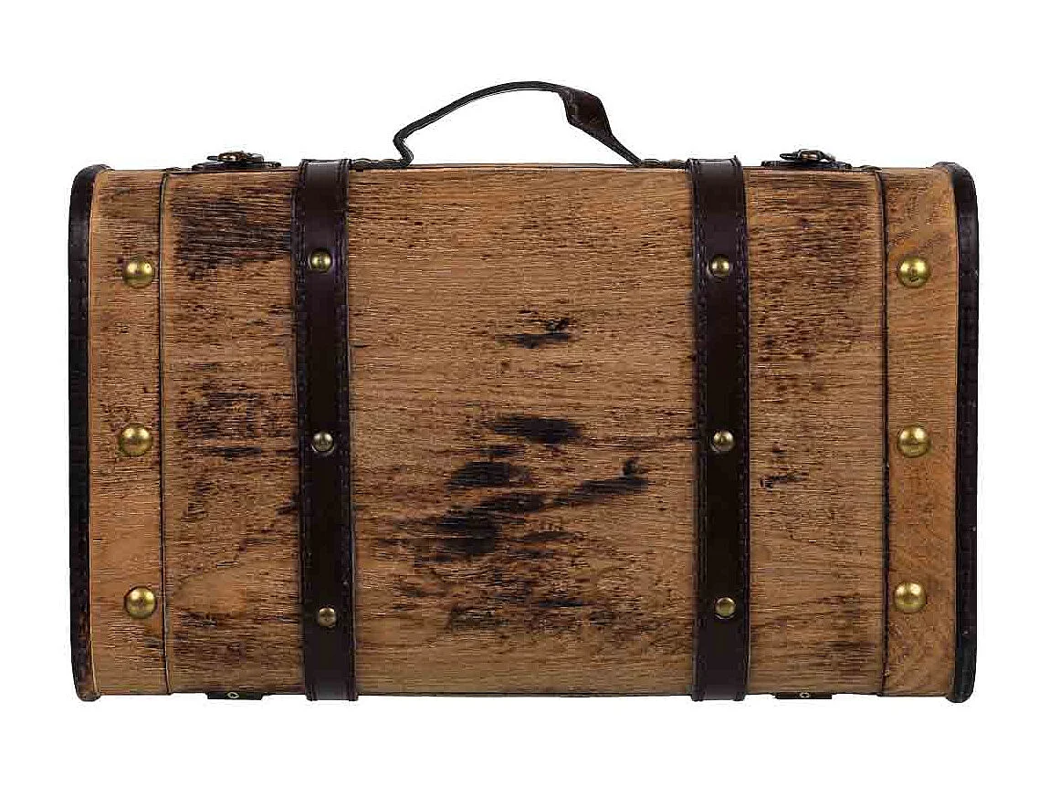 Brauner Holzkoffer 38x23x13h cm