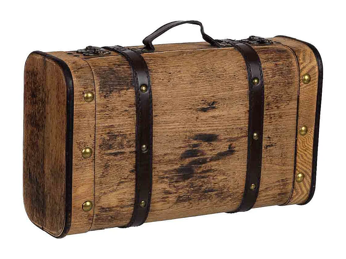 Brauner Holzkoffer 38x23x13h cm