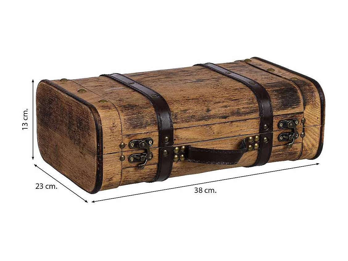 Brauner Holzkoffer 38x23x13h cm
