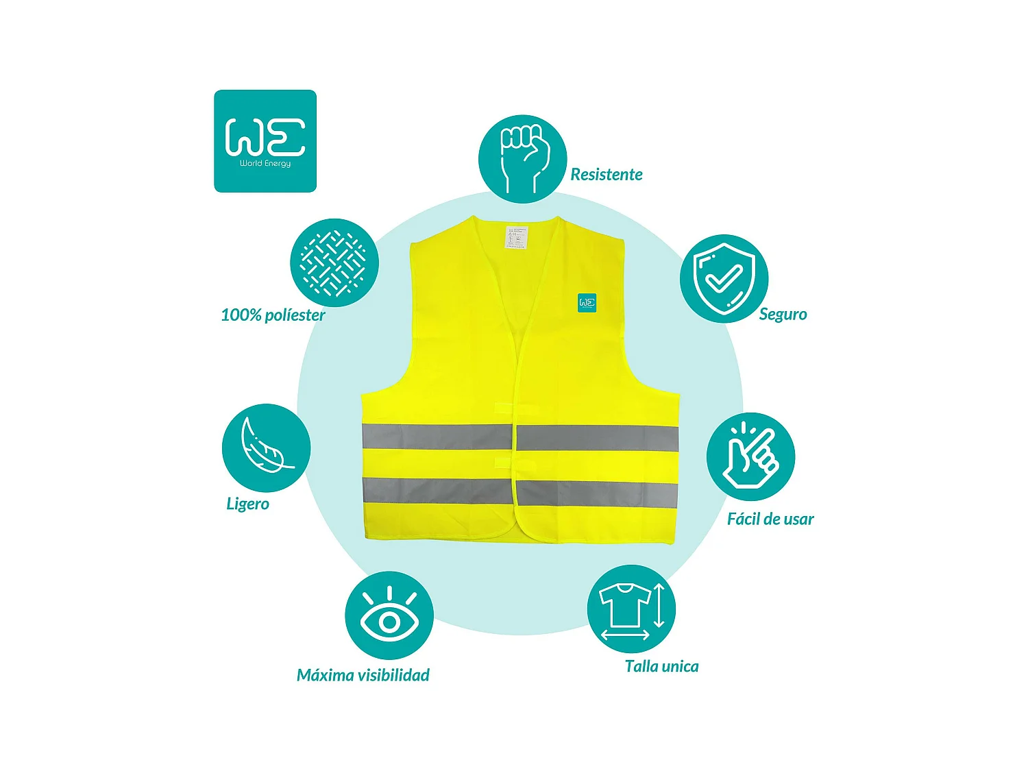 WE Ensemble de balise de secours V16 géolocalisée et reliée à la DGT 3.0 + Gilet réfléchissant 100% Polyester 12mr/m2