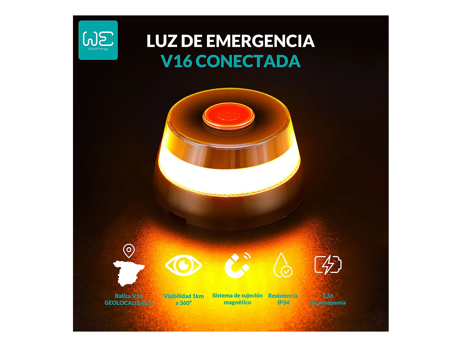 WE Ensemble de balise de secours V16 géolocalisée et reliée à la DGT 3.0 + Gilet réfléchissant 100% Polyester 12mr/m2