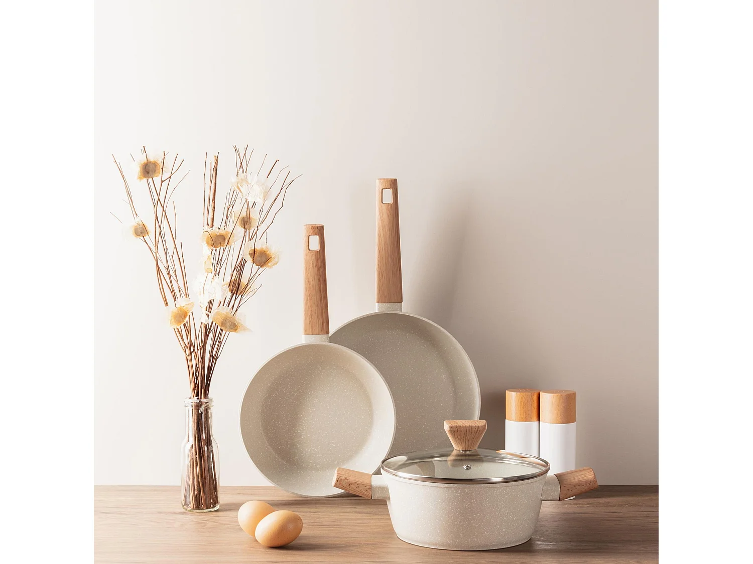 Ensemble salière et poivrière en bois NATURALLY Ø5x15,3 cm Bergner