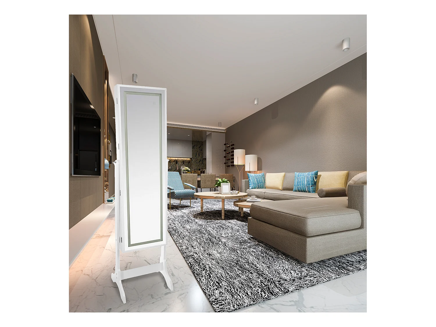 WELL HOME - Meuble à bijoux LED blanc