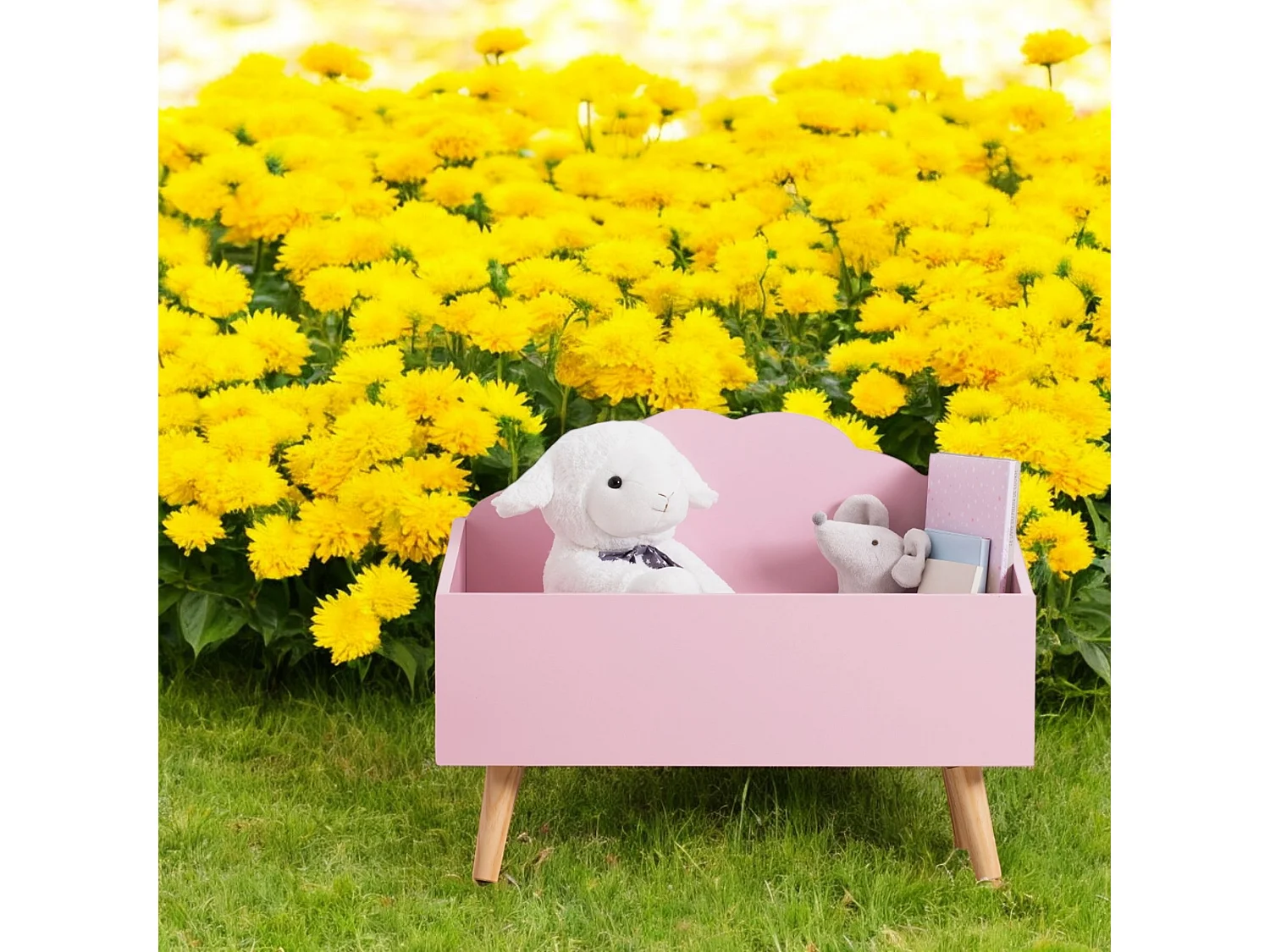 WELL HOME - Malle enfant "nuage" rose.