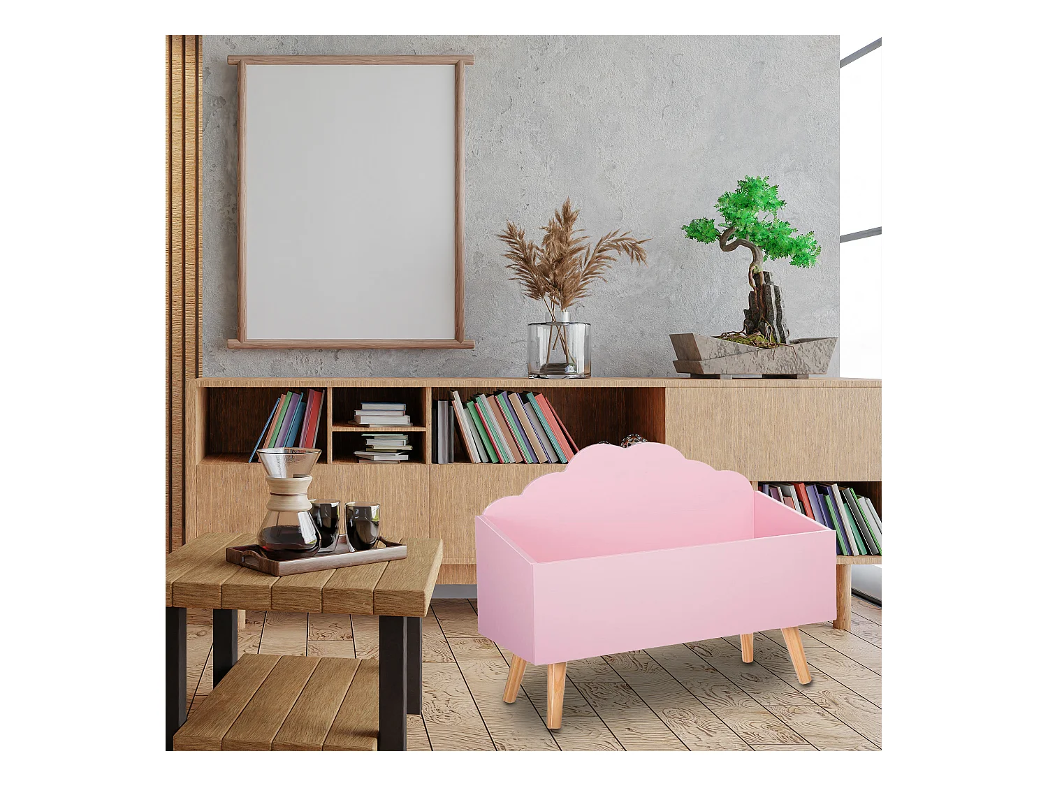 WELL HOME - Malle enfant "nuage" rose.