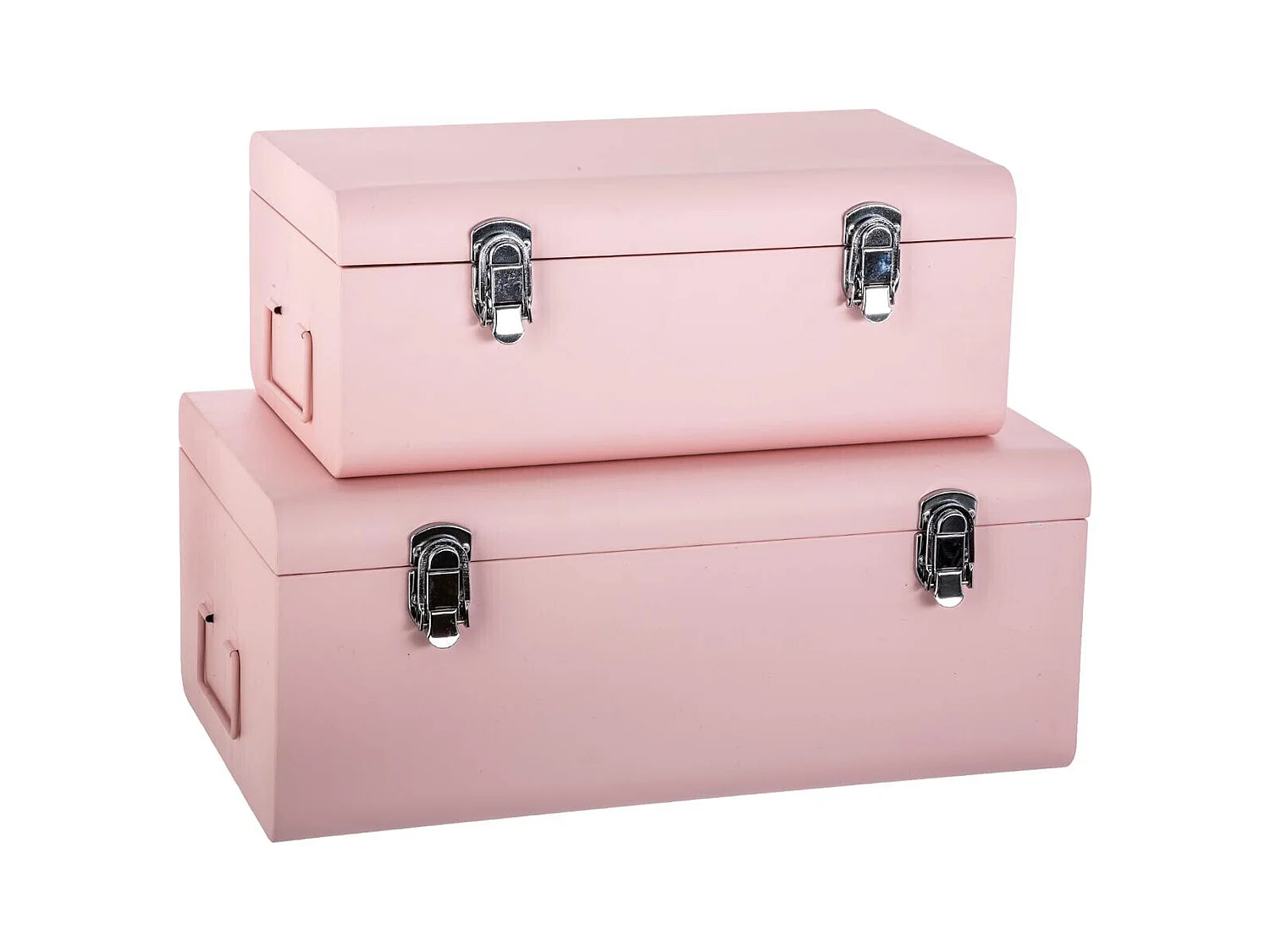 WELL HOME - Lot de 2 malles en métal rose