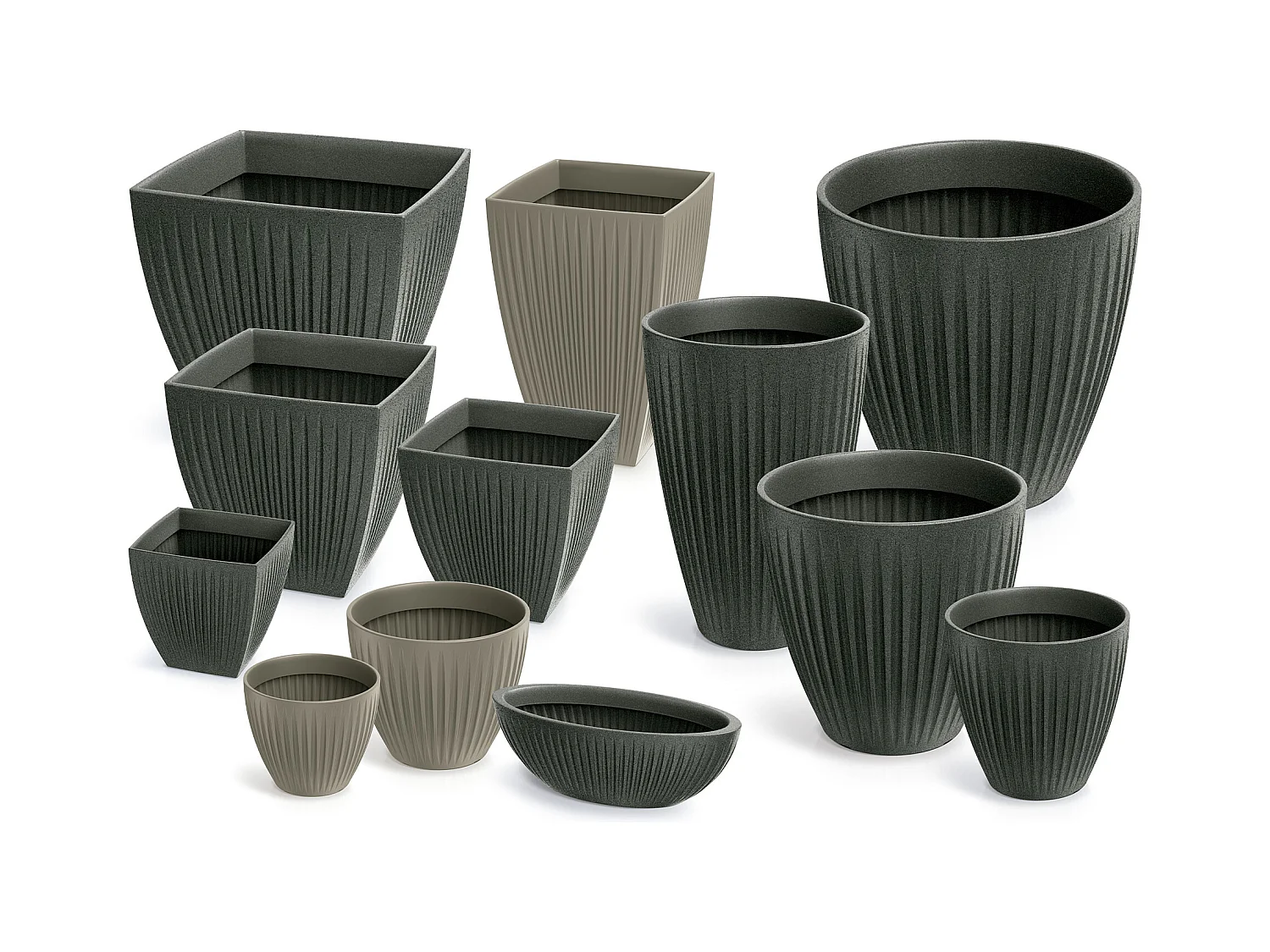 Pot de fleurs Latia Round MIDL Ø40x40 granit graphite
