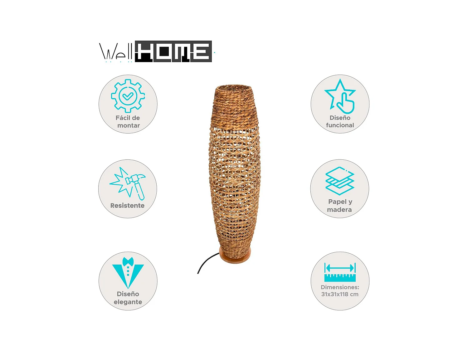 WELL HOME - Lampadaire SP Arena Naturel H 118