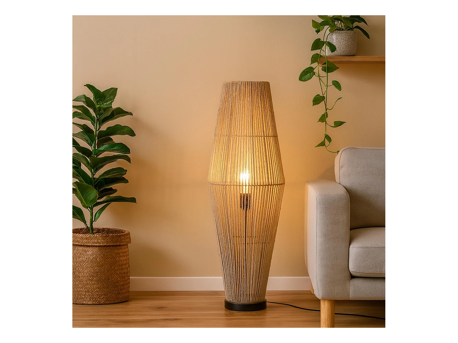 WELL HOME - Lampadaire "Aissa", métal et papier