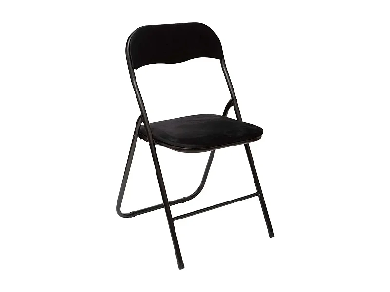 WELL HOME - Chaise pliante en velours noir