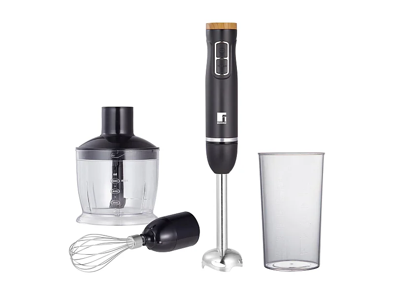 Mixeur plongeant OLIVAR 1000 W à 2 vitesses avec hachoir 600 ml, tige de mélange, tasse à mesurer Bergner 600 ml