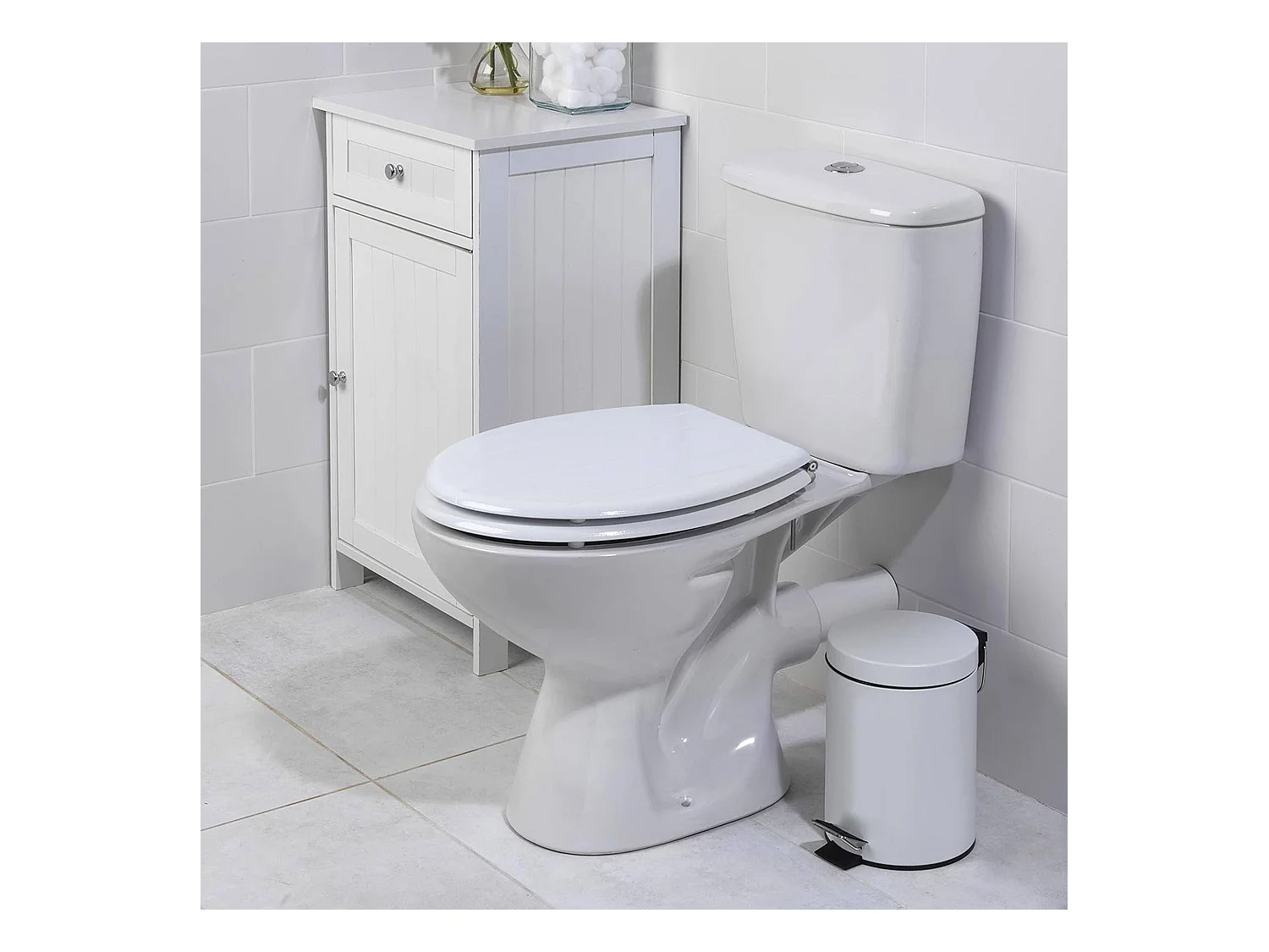 Siège de salle de bain Well Home Duroplast 38x5,5x47cm avec couvercle en ABS chromé et charnières avec système SOFTCLOSE