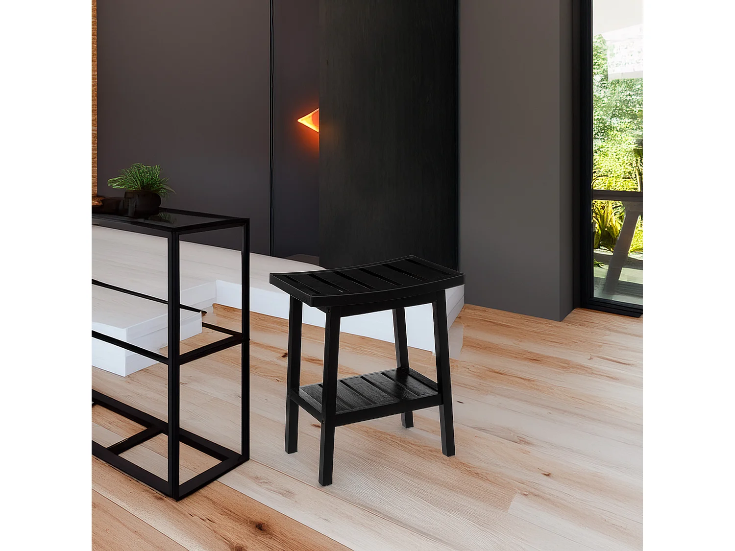 WELL HOME - Tabouret en bambou noir