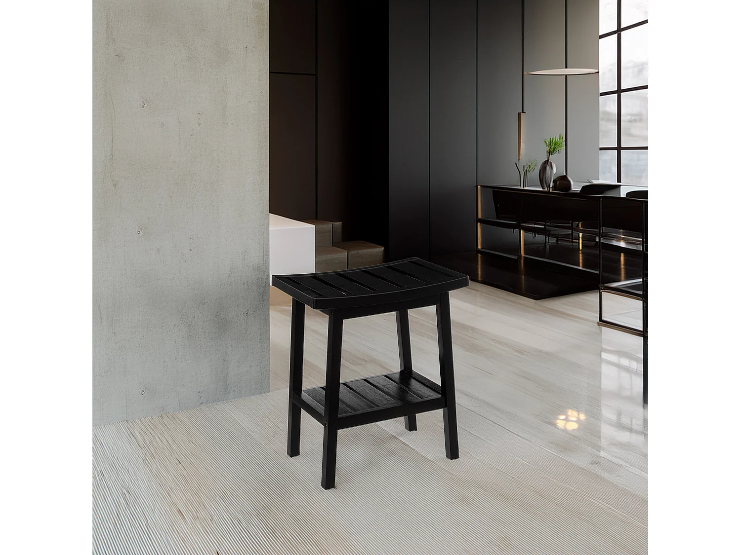 WELL HOME - Tabouret en bambou noir