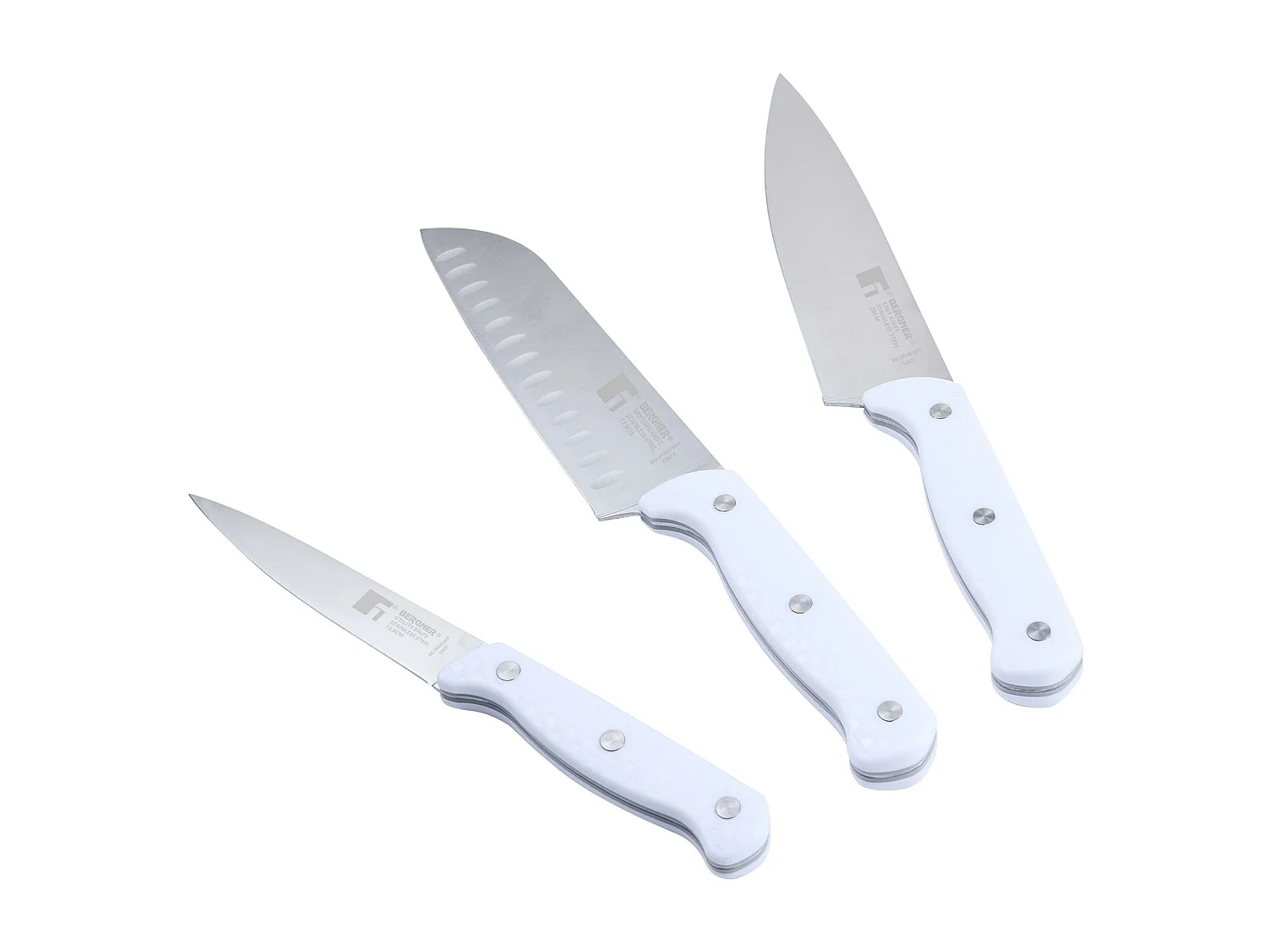 Coffret de 3 Couteaux (Chef + Santoku + Multiusage) avec Tacoma NATURELLEMENT en Acier Inox Bergner