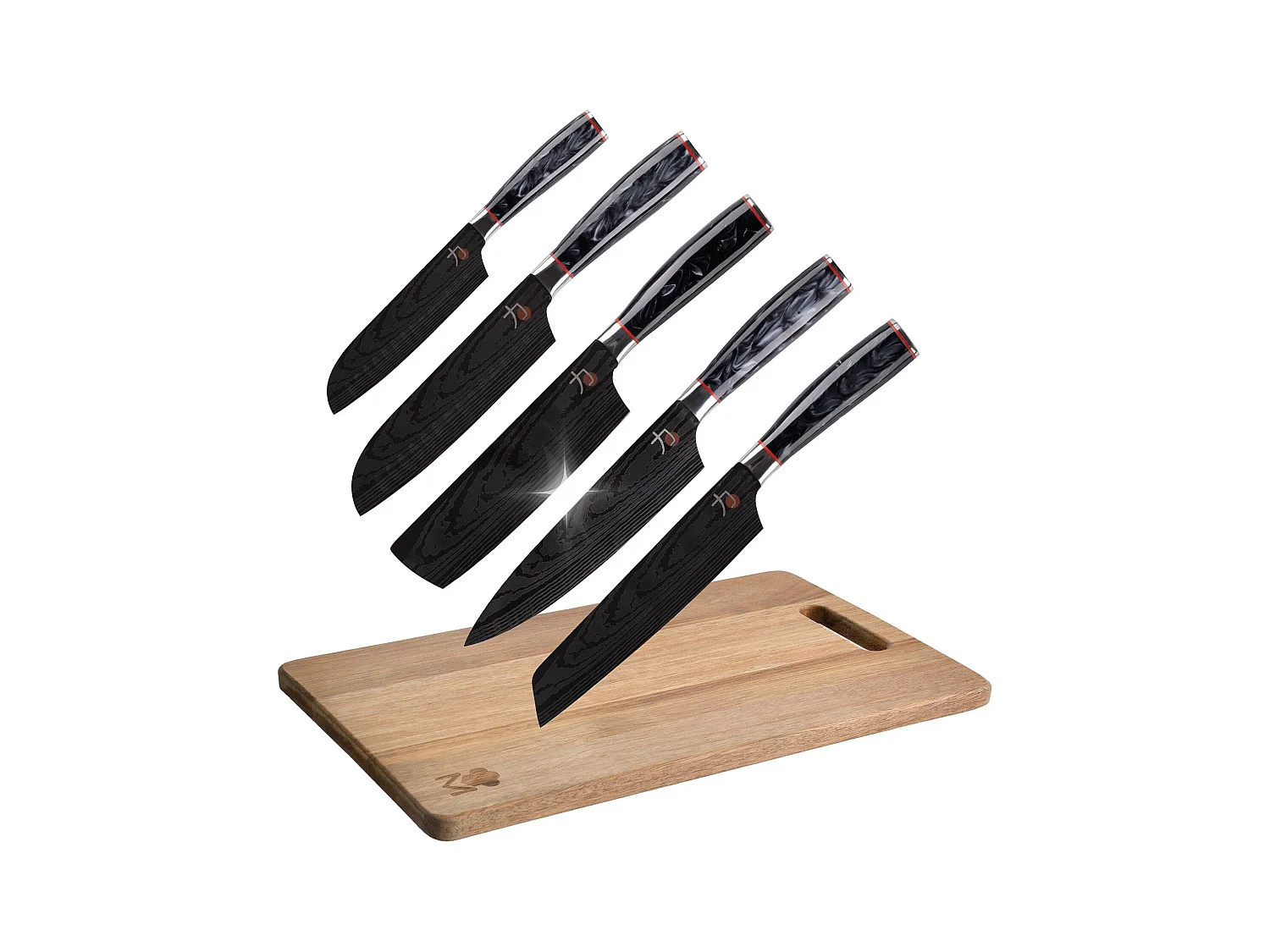 Set de 5 couteaux japonais TETSU et planche à découper 40x25x1,6cm MasterPRO