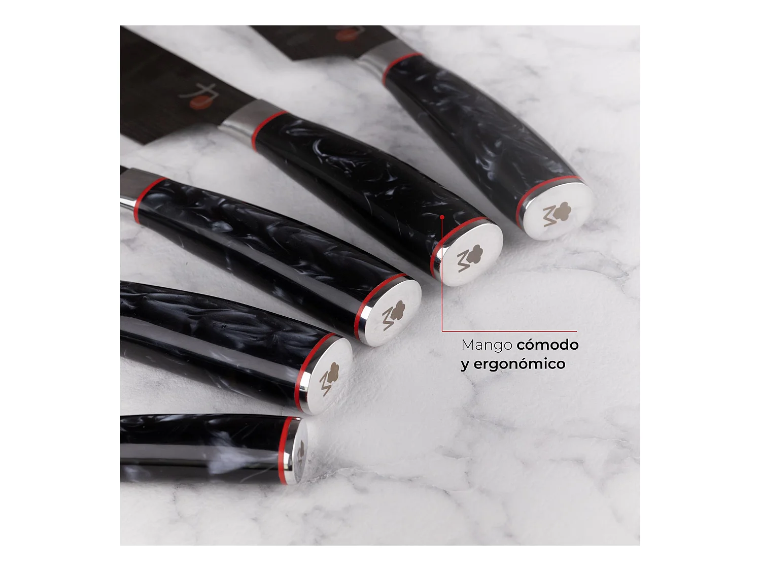 Set de 5 couteaux japonais TETSU et planche à découper 40x25x1,6cm MasterPRO