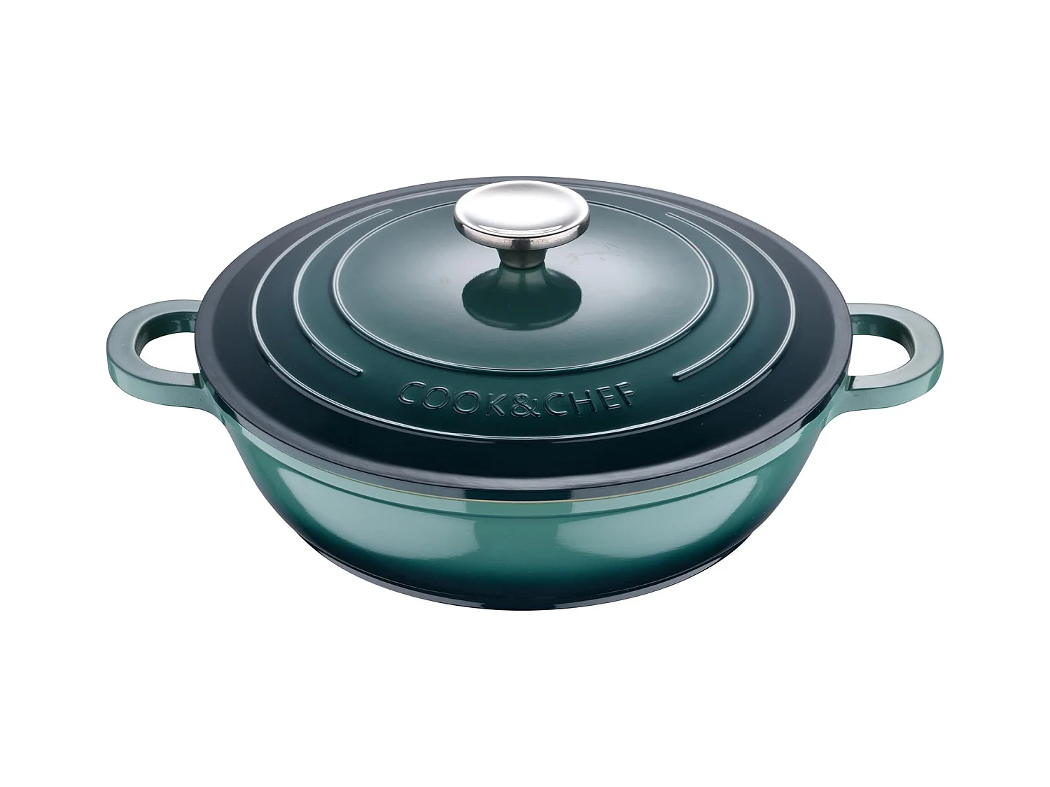 Marmite basse Ø24x6,5cm en fonte d'aluminium EXCALIBUR avec couvercle Bergner