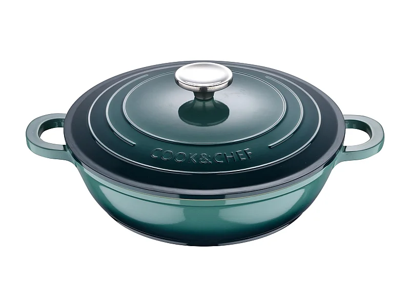 Marmite basse Ø24x6,5cm en fonte d'aluminium EXCALIBUR avec couvercle Bergner