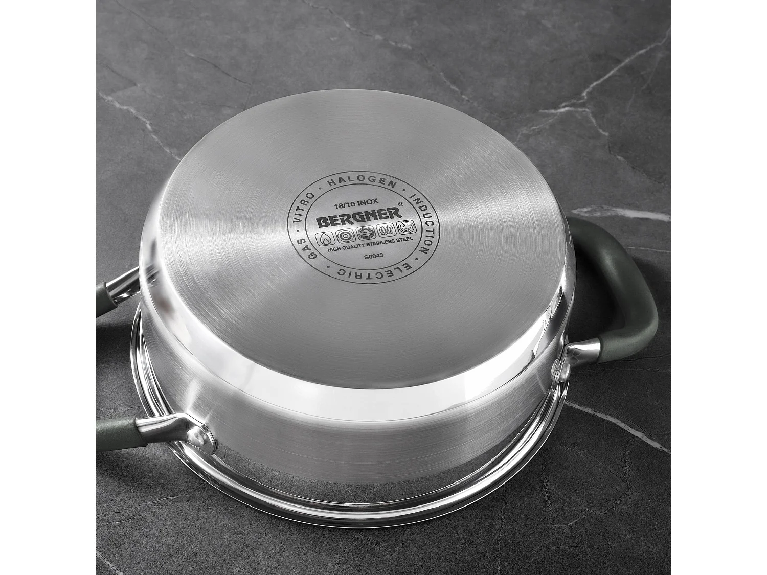 Marmite Ø28x16,5cm 9,5Len MIDNIGHT inox avec couvercle Bergner